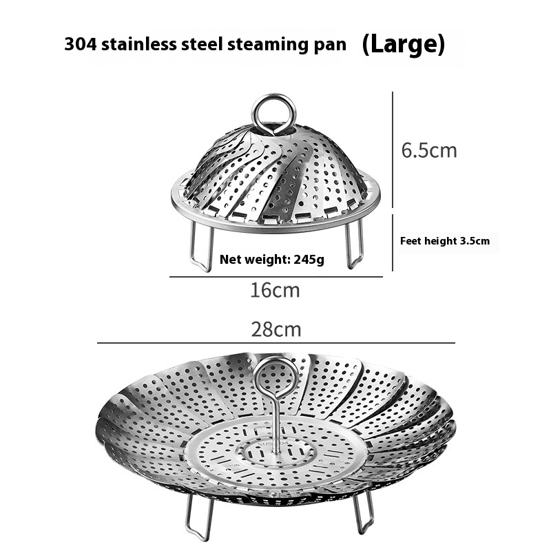 304 Stainless Steel Steamer Folding Steam Rack Shrink Kitchen Gadget Steam Grid Household Steamed Bun Steaming Plate Steamer