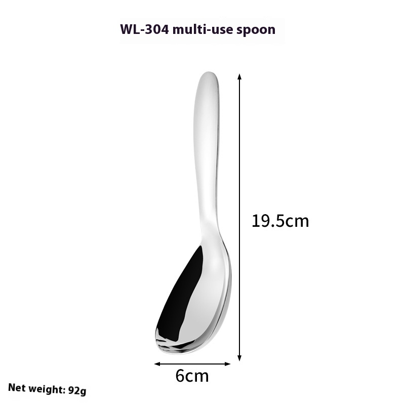 304 Stainless Steel Spoon Household Western Food Spoon Round Spoon Children's Spoon Adult Main Meal Thickened And Deepened Soup Spoon