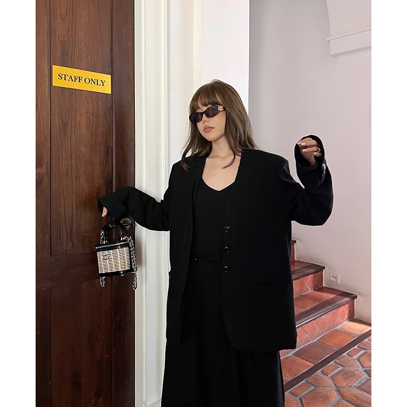 UNITYMODETextured Linen Material V-neck Thin Suit Jacket For Women,Thirteen Lines Niche Design