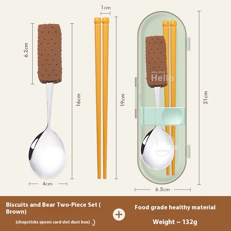 Kemanduo Portable Set Of Chopsticks,Spoons And Cutlery For Students To Store In ABox For Office Workers,Cute And Elementary School Students
