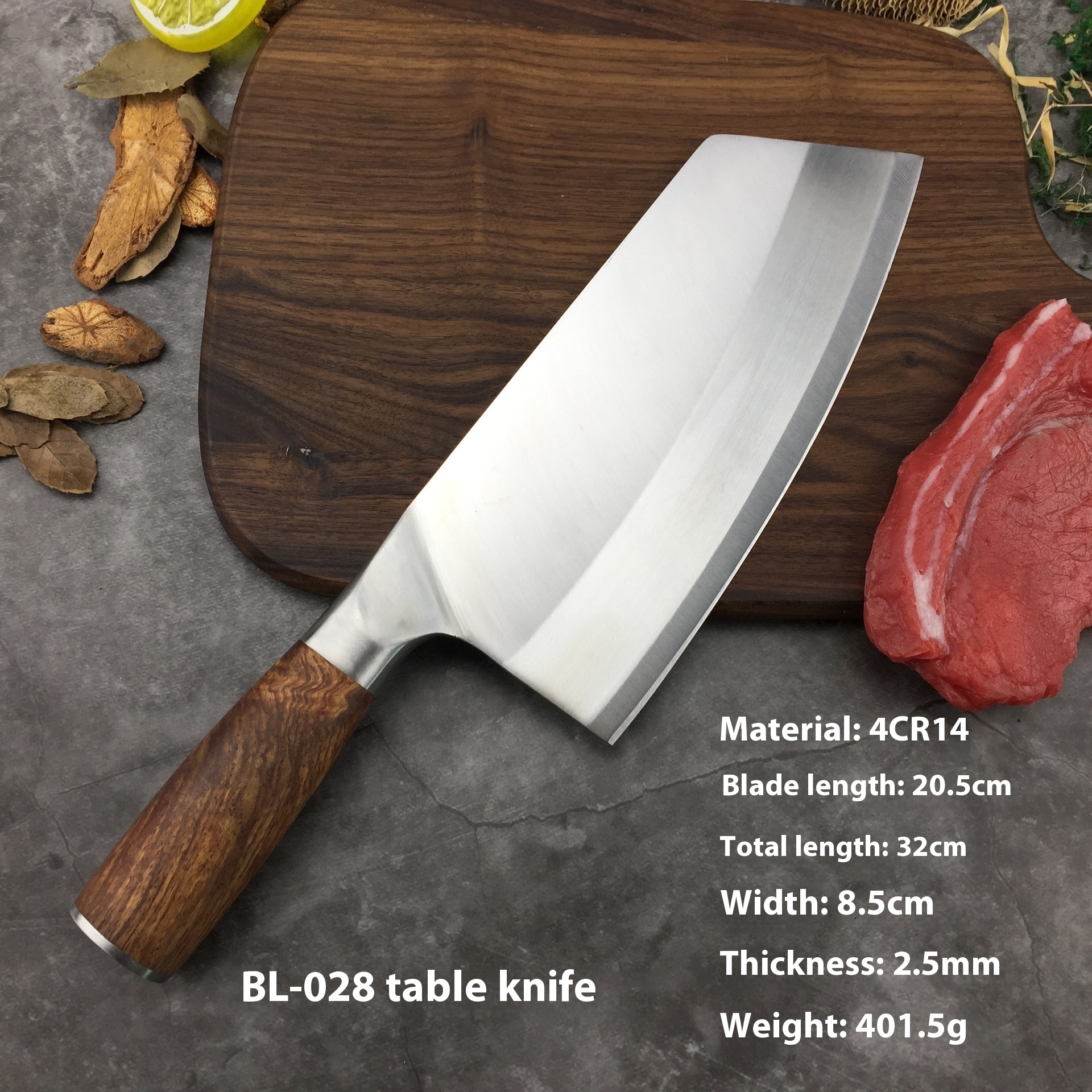 Kitchen Knife Rosewood Color Wooden Handle Hotel Kitchen Knife Chef Knife Composite Steel Meat Cutting Slicing Mulberry Knife