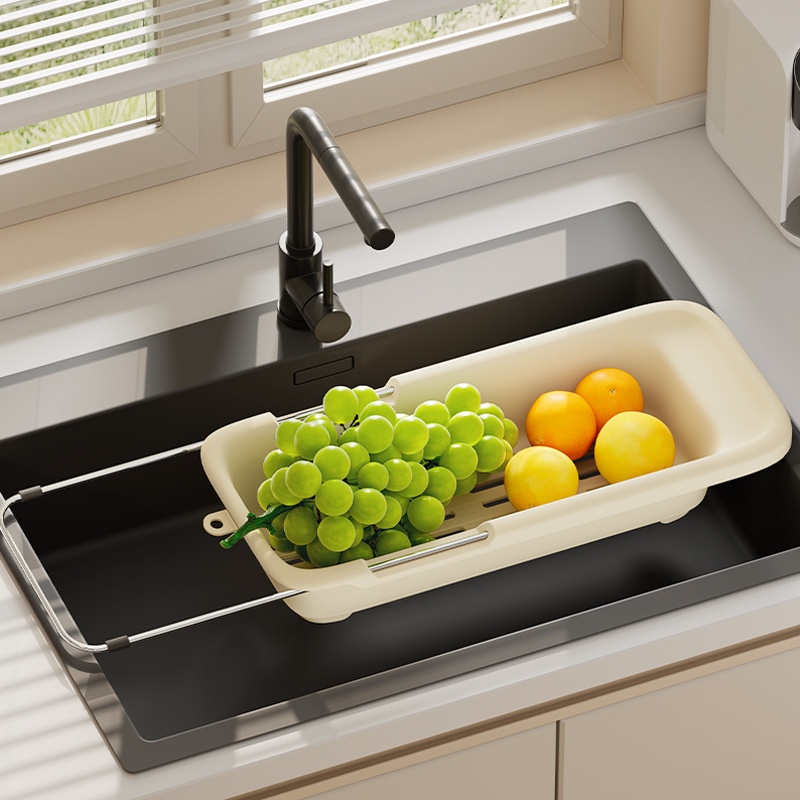 Retractable Drain Basket Wall-mounted Kitchen Supplies Bowl Rack Vegetable Drain Rack Sink Pool Storage Rack