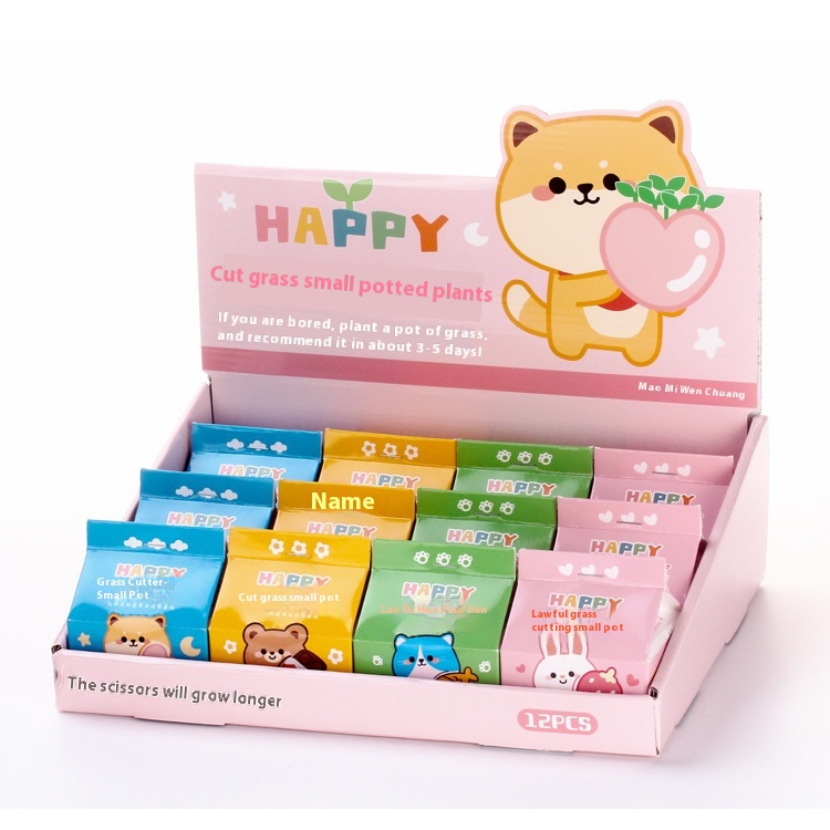 Children's DIYGreen Plant Cutting Grass Green Plant Small Potted Hydroponic Bonsai Desktop Mini Planting Student Small Grass Potted