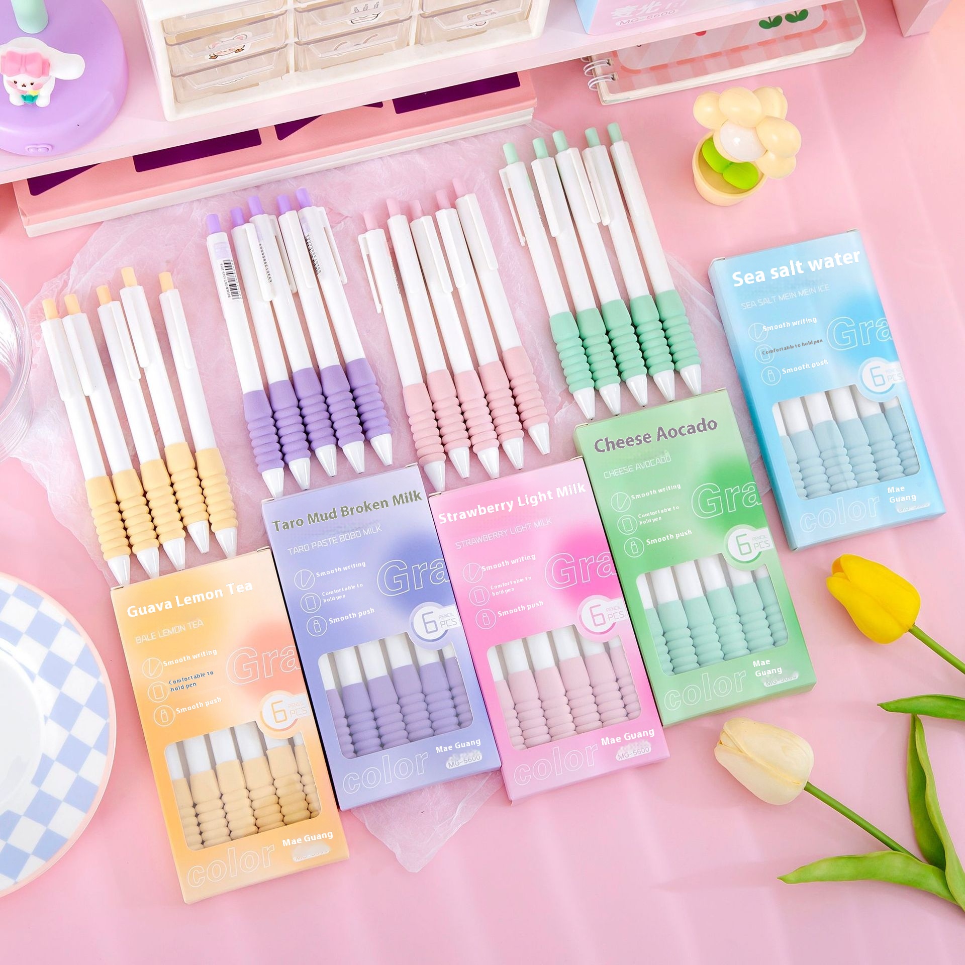 Push Automatic Pencil Small Fresh Student Cloud Soft Sea Salt Series0.5/0.7 Free Sharpening Activity Automatic Pen Pencil