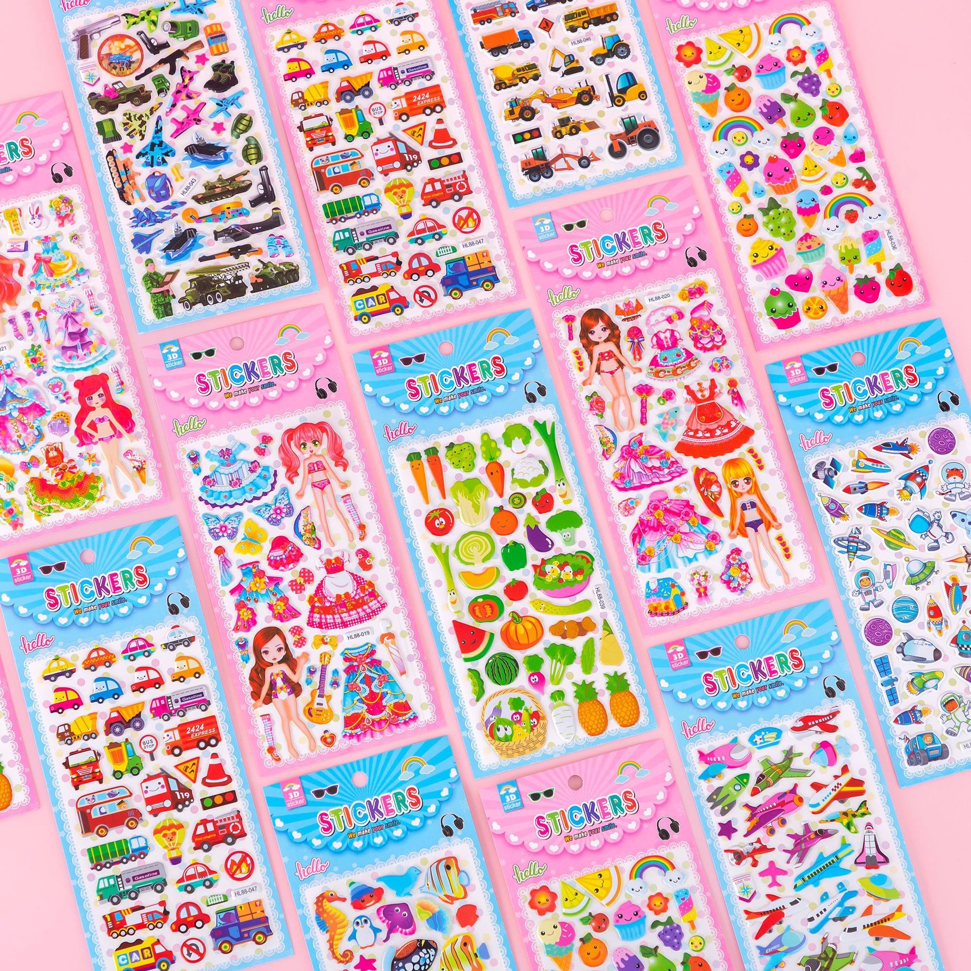 Direct Three-dimensional Stickers Concave And Convex Children's Cartoon Animation Stickers PVCPaste Baby Reward Bubble Stickers