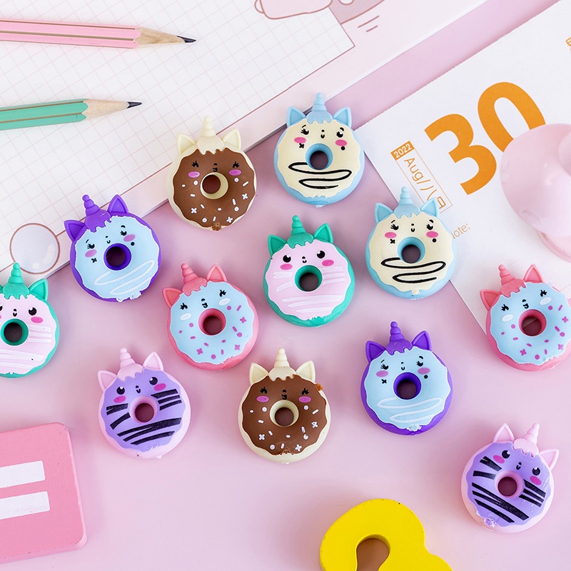 Cartoon Unicorn Donut Eraser Cute Student Prize Gift Korean Version Creative Cartoon Eraser T