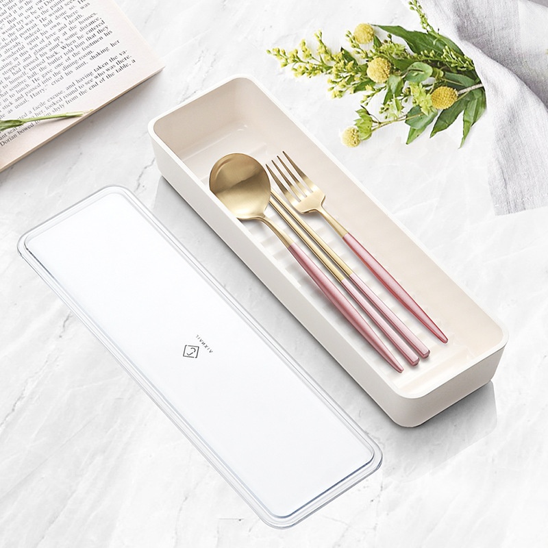 Student Portable Cutlery Box Take-out Chopsticks Fork Spoon Storage Box Empty Travel Cute Carry-on Set