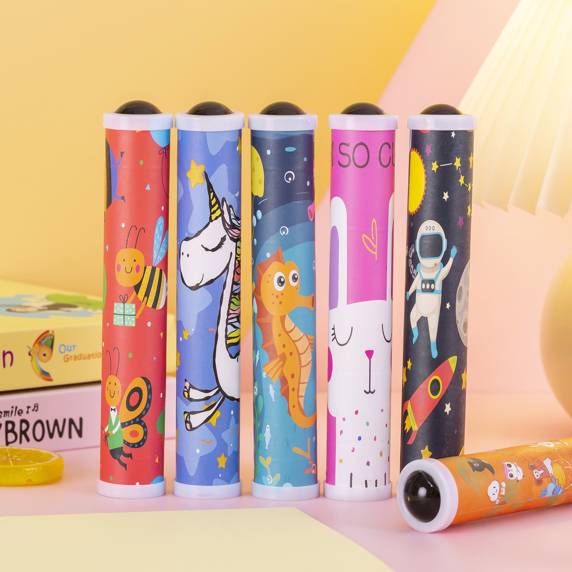 Kaleidoscope Large And Small Educational Toys Paper Cartoon Kaleidoscope Night Market Stall Kaleidoscope