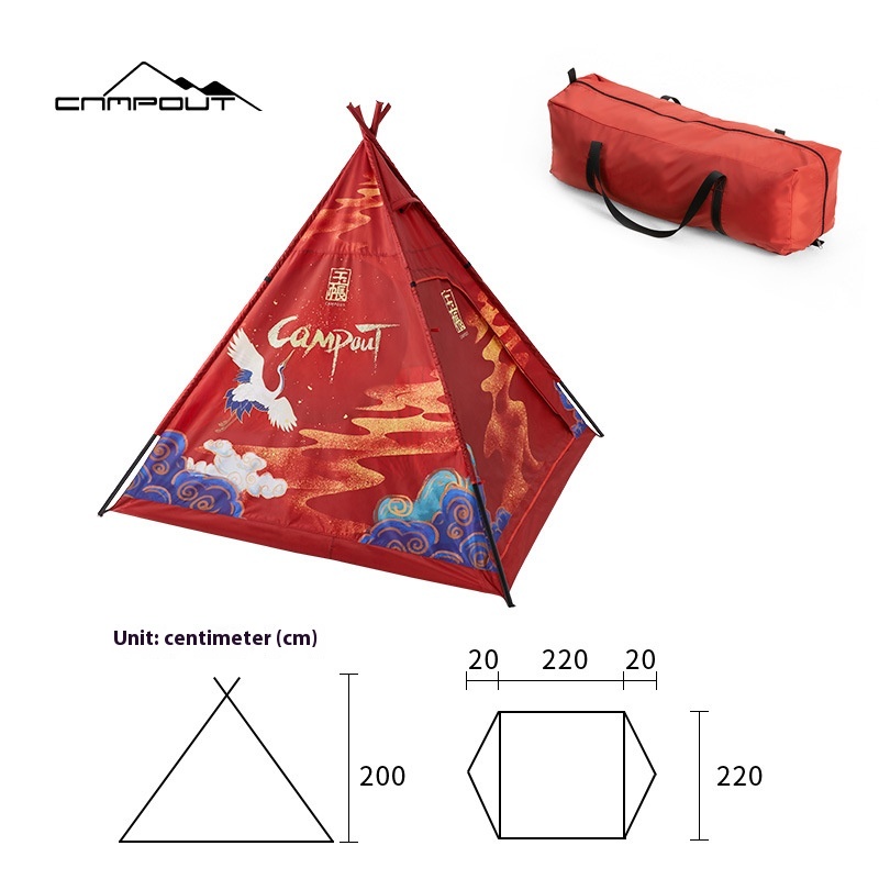 Campout National Style Tent Outdoor Camping Tent Camping Rainproof Portable Folding Awning Pyramid Tent