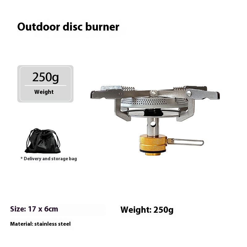 Outdoor Round Camping Stove Head Mini Portable Stove Integrated Gas Stove Disc Gas Tank Large Firepower