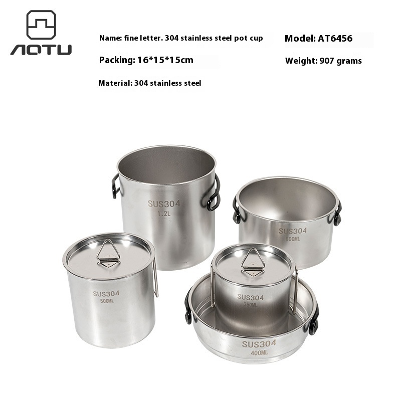 304 Stainless Steel Outdoor Pot Set Picnic Supplies Outdoor Cooker Picnic Camping Camping Self-driving Large Cup Small Cup