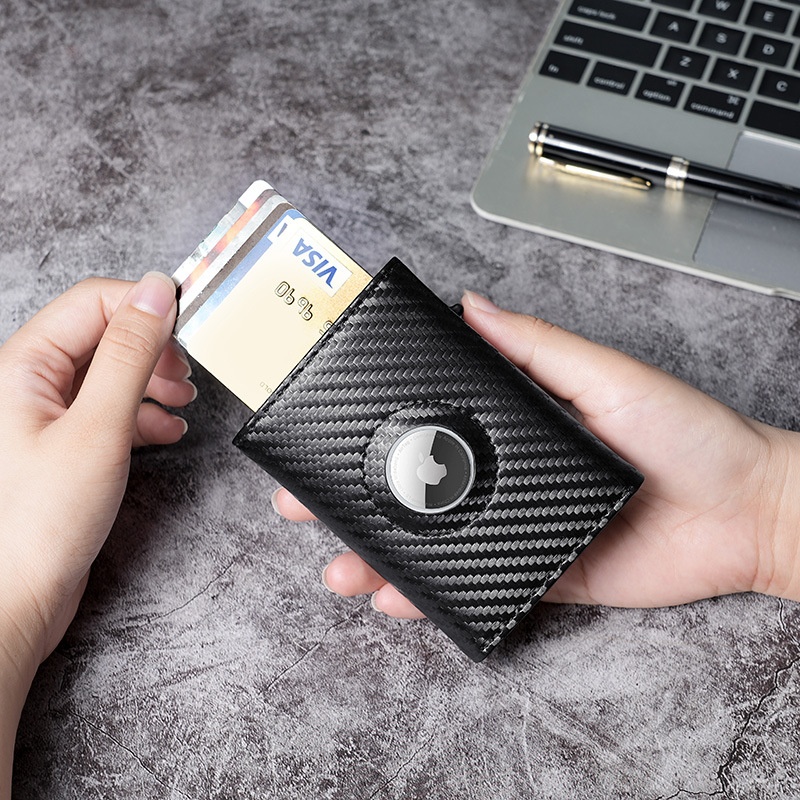 European And American Automatic Pop-up Metal Box Card Holder Positioning Tracker Wallet Men's Commuting Multi-function Card Holder Card Holder