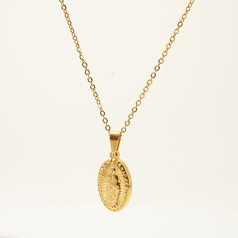 Virgin Mary Stainless Steel Necklace Female18 KTitanium Steel Religious European And American Retro Pendant Jewelry