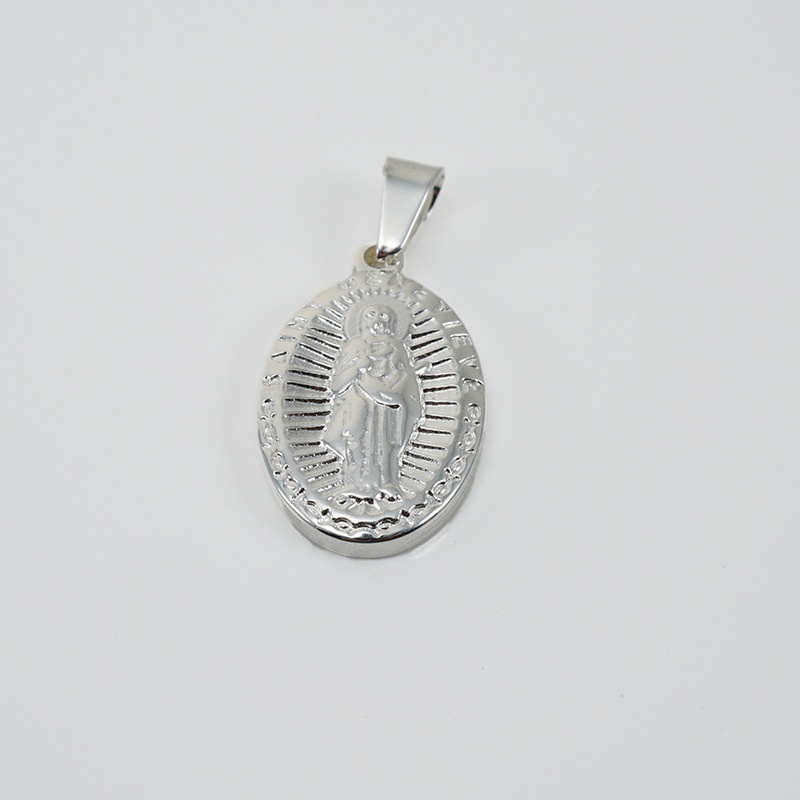 European And American S925 Silver Vintage Virgin Mary Pendant Clavicle Necklace Female Classic Religious Necklace Pendant Female