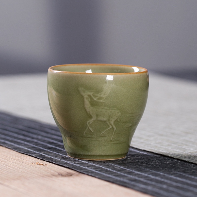 Kongshan Xinyu Longquan Celadon Creative Handmade Tea Cup Ceramic Antique Kung Fu Tea Cup Tea Bowl
