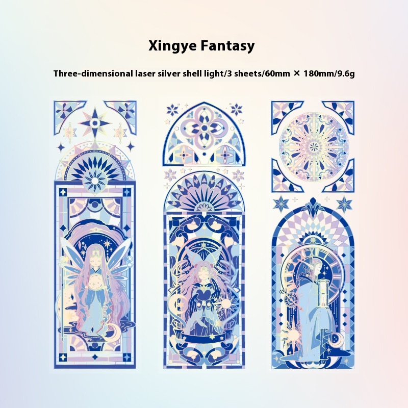 Momo Flowing Flower Window Series PETFlat Sticker Retro Gold-stamped Flower Window Handbook Collage Base Material