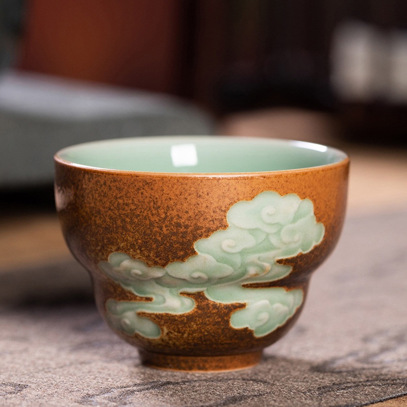 Empty Mountain Rain Longquan Celadon Wood-fired Kiln-changed Tea Cup Master Cup Single Cup Ceramic Kung Fu Tea Set Tea Cup
