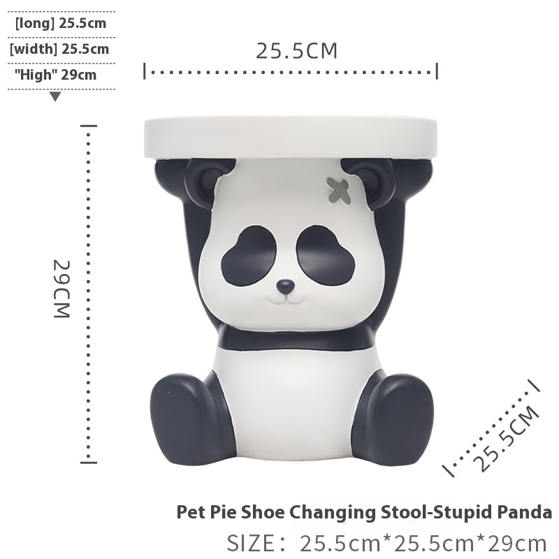 Resin Cartoon Panda Shoe Changing Stool Home Entrance Home Living Room Coffee Table Round Small Stool Creative Low Stool