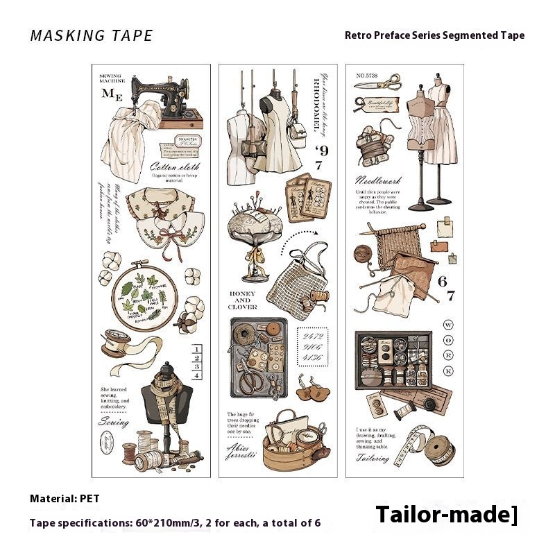 Infeel.Me PETSegmented Tape Retro Prologue Series Salty Hand-painted Illustrations Notebook Base Decoration Stickers