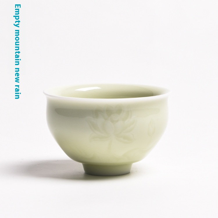 Empty Mountain Rain Longquan Celadon Kung Fu Tea Set Large Tea Cup Ceramic Tea Bowl Creative Master Cup Single Cup