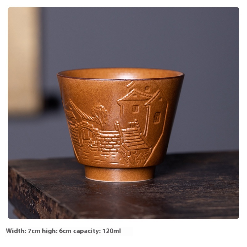 Empty Mountain Rain Longquan Celadon Handmade Antique Longquan Kiln Wood-fired Master Cup Single Cup Ceramic Personal Tea Cup