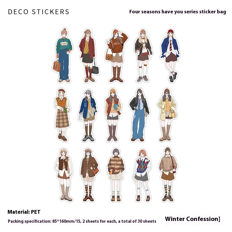 Infeel.Me PETSticker Pack Four Seasons With You Series Korean Girl Daily Wear Handbook Decoration Stickers