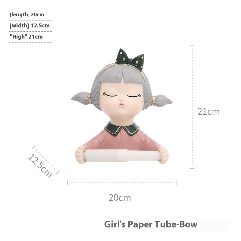 Home Bathroom Cartoon Bubble Girl Nail-free Paper Roll Toilet Creative Paper Towel Storage Box Toilet Paper Roll Holder