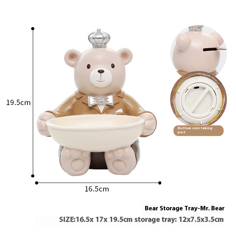 If The Creative Bear Resin Decorative Tray Porch Storage Cartoon Home Furnishings Piggy Bank Gift Gift