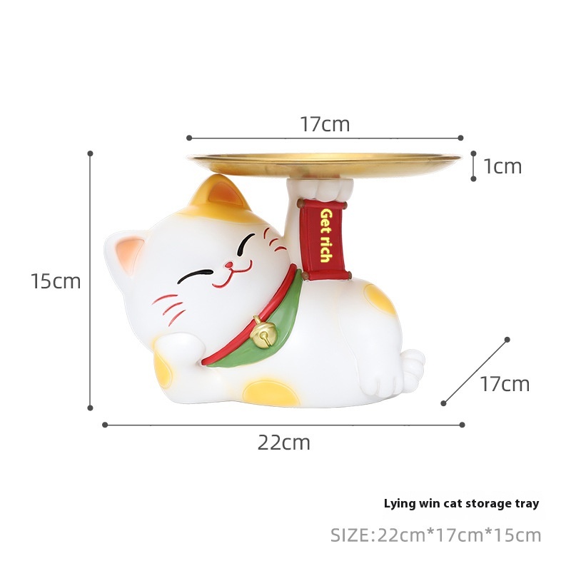 Chinese Style Entrance Porch Home Furnishings Key Storage Tray Lying Win Cat Creative House Moving Decoration