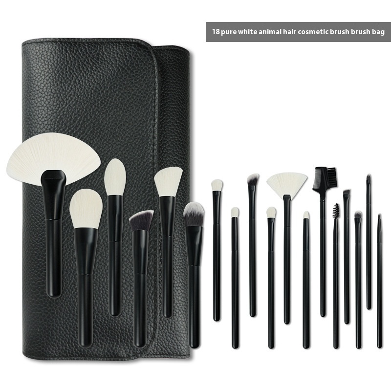 18 Pcs Makeup Brushes Animal Hair Full Set Real Wool Eyeshadow Brush Set Professional Makeup Artist Makeup Brush One Piece Dery