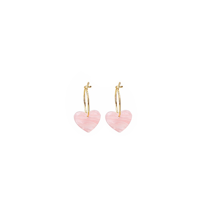 Japanese And Korean Products Fashion Simple Cute Pink Heart Earrings For Women Small Fresh Personality Versatile Aesthetic Ear Bone Clip