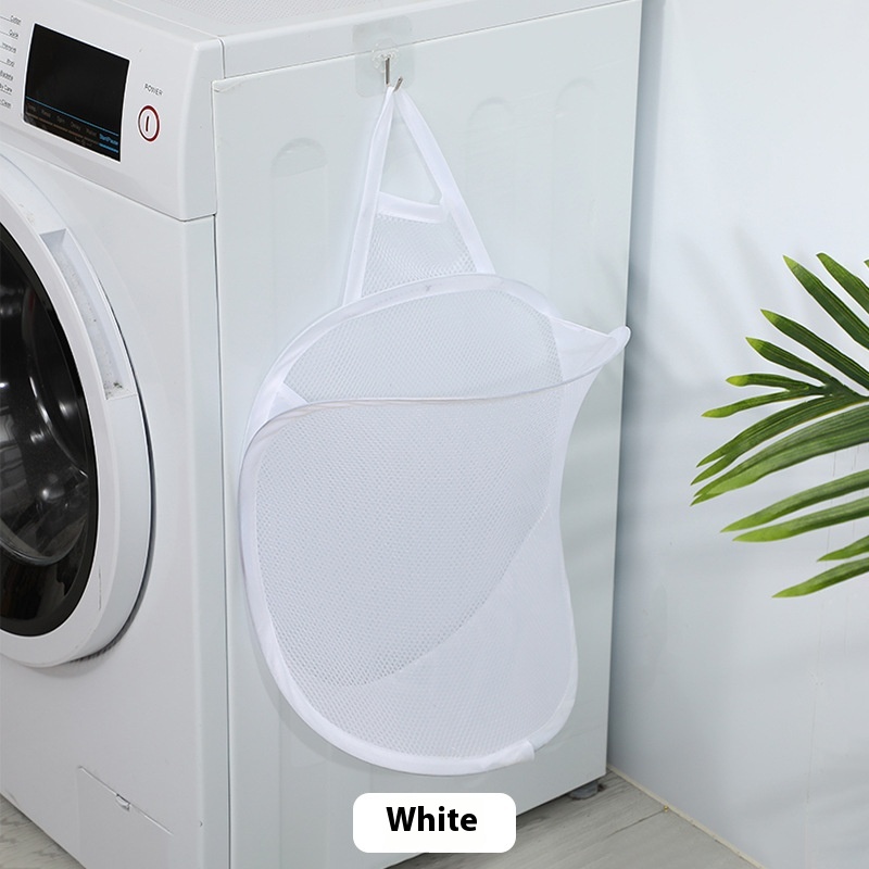 Dirty Clothes Basket Dirty Clothes Storage Basket Foldable Laundry Basket Bathroom Clothes Hanging Bag Household Wall-mounted Basket Frame Bucket