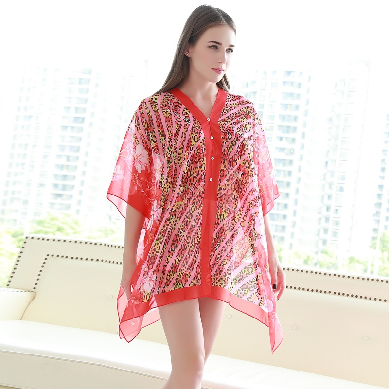 Spring And Summer Sexy Ladies Nightdress Fashion Sexy Mesh Dress Semi-transparent Imitation Silk Short Skirt Home Clothes Pajamas Women