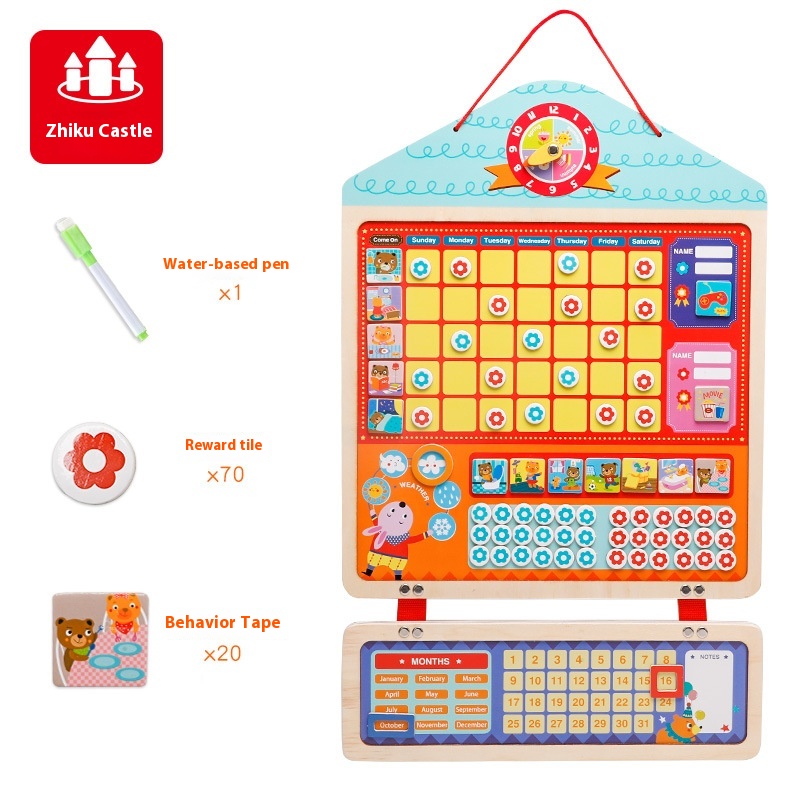 Children's Growth Self-discipline Table Baby Behavior Plan Record Table To Develop Good Habits Small Red Flower Reward Stickers