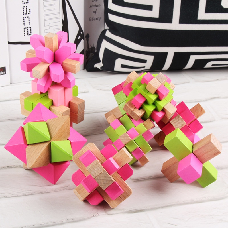 Children's Educational Luban Lock Unraveling Wooden Kongming Lock Classical Disassembly And Assembly Adult Traditional Toy Set Stress Relief Magic Cube