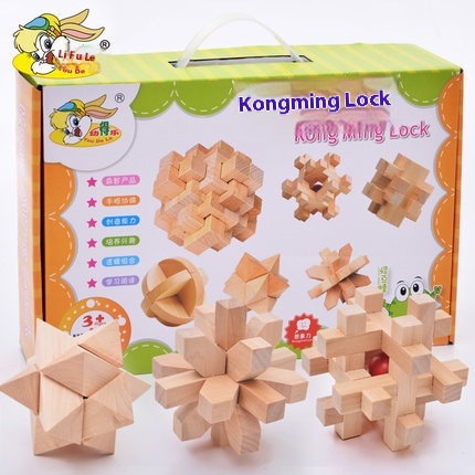 Youdele Children's Educational Wooden Unlocking Intellectual Toy Assembly Kongming Lock Luban Lock Set Six-piece Set