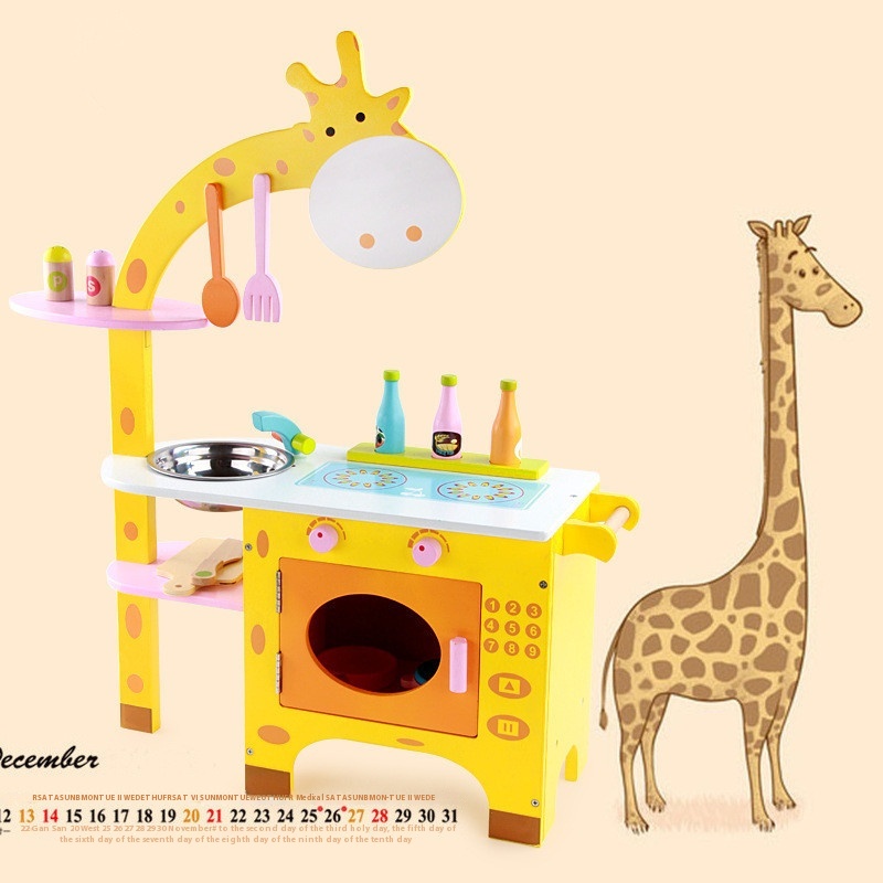 Infant Giraffe Kitchen Combination Set Children's Wooden House Simulation Toy