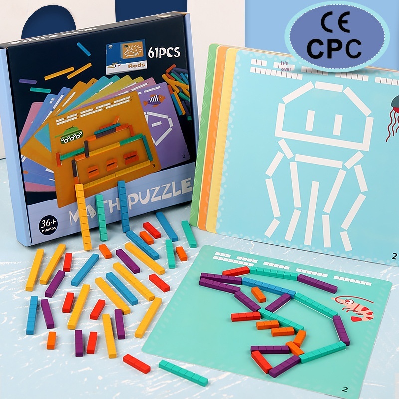 Arithmetic Puzzle Children's Early Education Concentration Training Shape Puzzle Color Building Blocks Wooden Toys