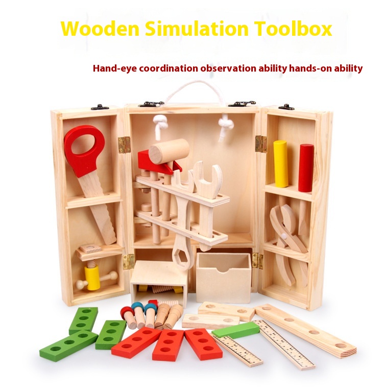 Large Children's Educational Nut Disassembly And Assembly Combination Wooden Tool Box Set Boy Hands-on Toys