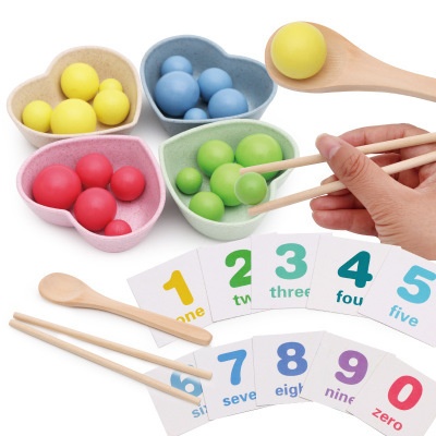 Baby Hand Training With Chopsticks Digital Enlightenment Toys Baby Color Cognition Clip Beads Toys