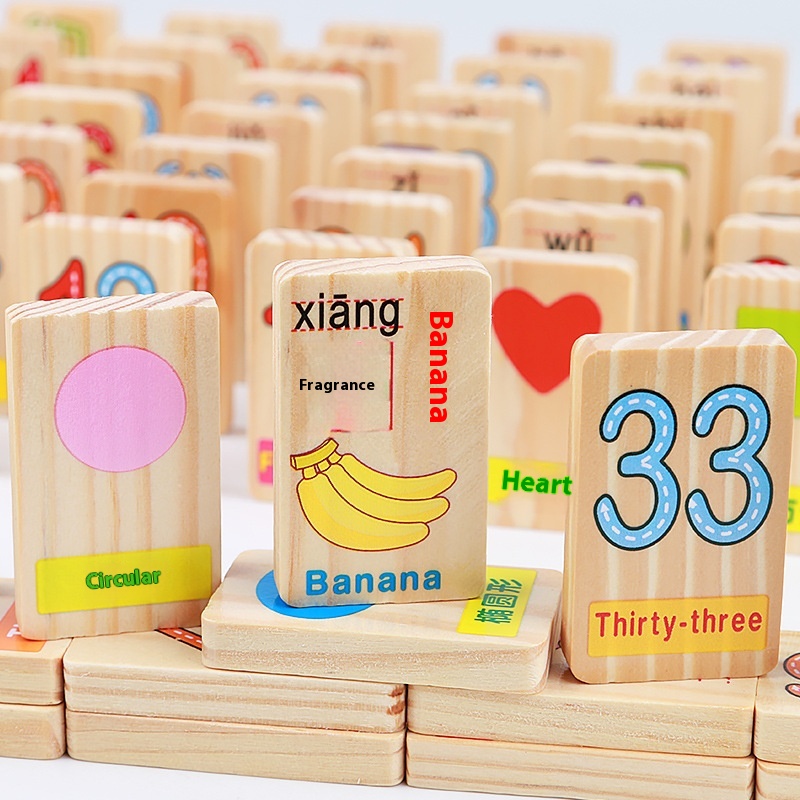 Children's Wooden Digital Counting Dominoes Educational Building Blocks Toys