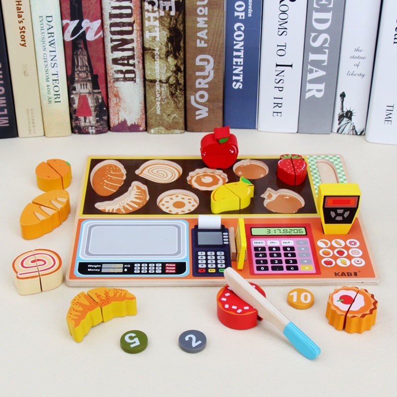 Children's Play House Fruit Shop Simulation Cash Register Combination Wooden Cutting Fun Educational Early Childhood Toys