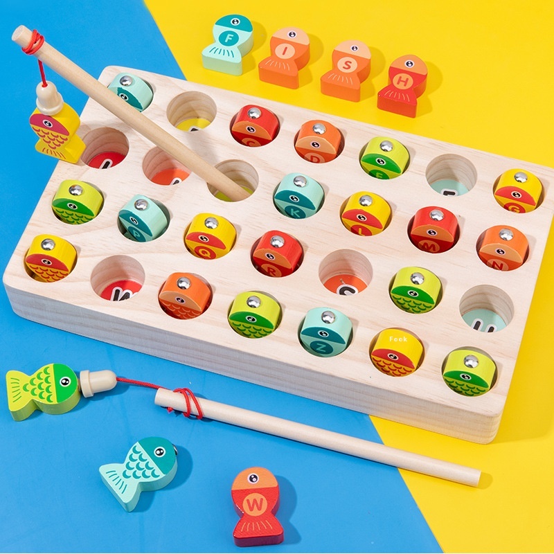 26 Letters Fishing Toys Children's Early Education Cognitive English Letter Building Blocks Fishing Toys
