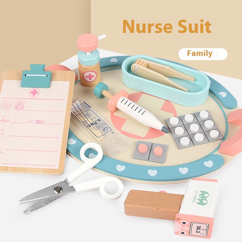 Children's Nurse Set House Wooden Toys Boys And Girls Simulation Modeling Nurse Set With Tray