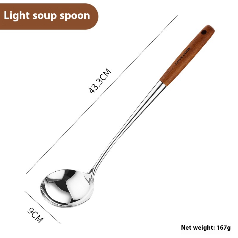 304 Stainless Steel Wooden Handle Spatula Kitchen Utensils Rosewood Handle Household Spatula Set Frying Spatula Kitchen Utensils Hot Pot Colander