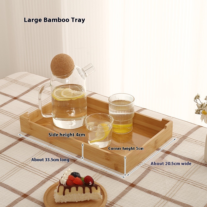 Bamboo Tea Tray Dumpling Tray Household Rectangular Kung Fu Tea Cup Tea Tray Japanese Bread Snack Wooden Tray