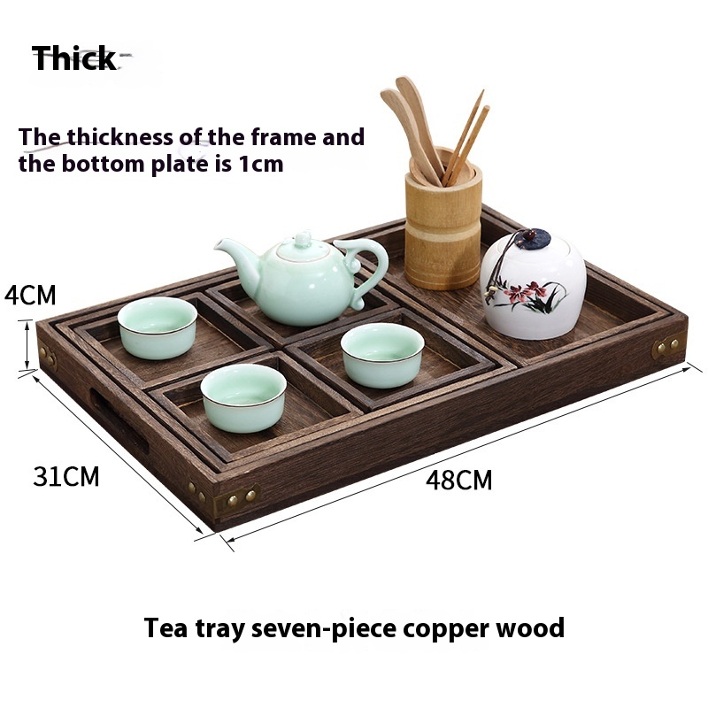 Japanese-style Paulownia Tea Tray Chinese Solid Wood Snack Tray Household Paulownia Seven-piece Tea Tray Stove Tray