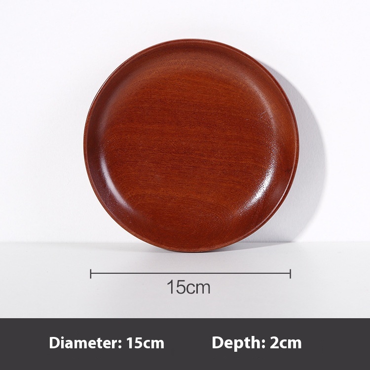Beech Black Walnut Tray Dinner Plate Round Wooden Household Bread Dessert Round Plate Solid Wood Melon Seeds Dried Fruit Round Plate