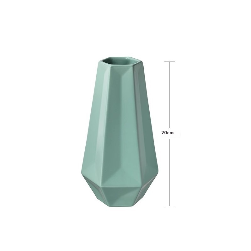 Nordic Diamond-shaped Ceramic Vase Living Room Desktop Flower Pot Room Flower Arrangement Flower Decoration Bottle Creative Ornaments
