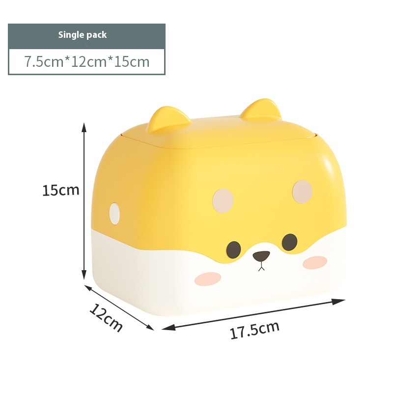 Double-layer Push-type Desktop Trash Can With Lid Small Wastebasket Cartoon Cute Storage Box Mini Trash Can